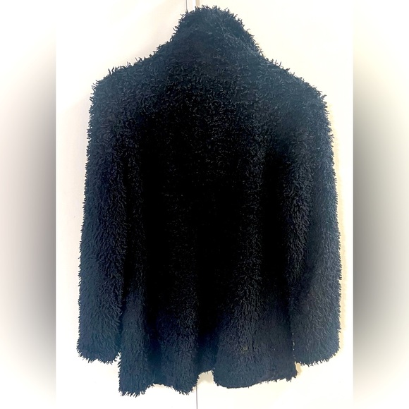 Product vintage 90s fluffy long black button up coat women’s size 4. - Picture 2 of 3